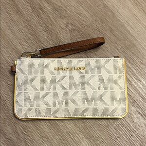 Michael Kors Cream and Gold Wristlet
